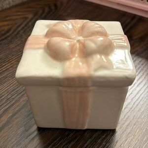Pink and White Ceramic Trinket Jar Decoration